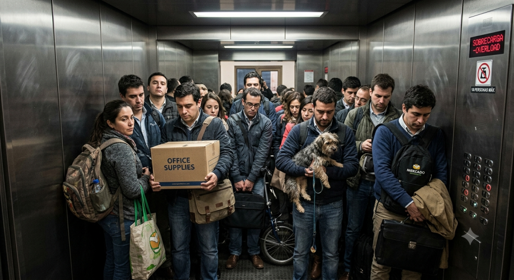 cuidado a la sobrecarga del ascensor
